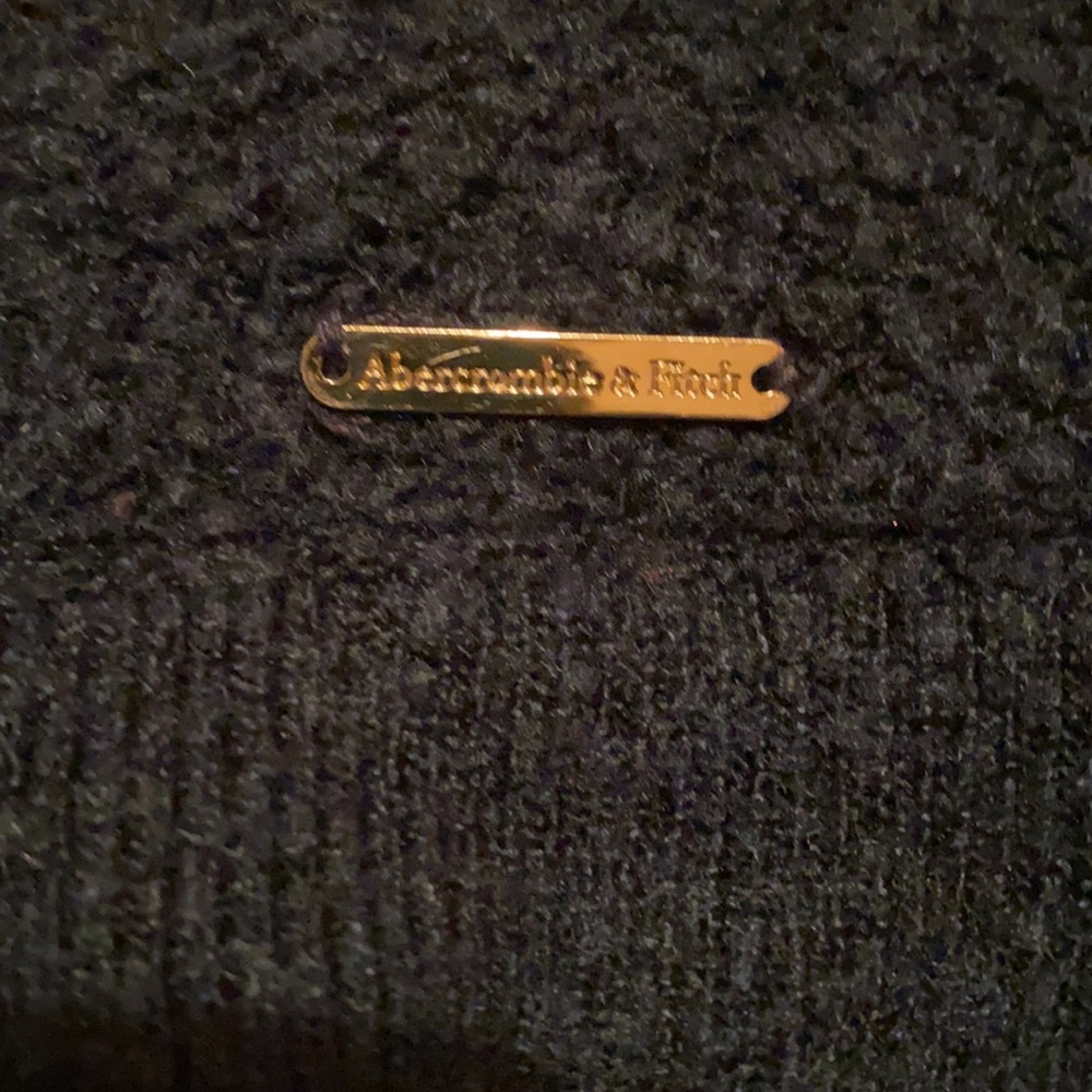 Abercrombie & Fitch Navy  Blue Zipper Neckline Chunky SweaterW/Gold Metal Logo - Picture 11 of 16